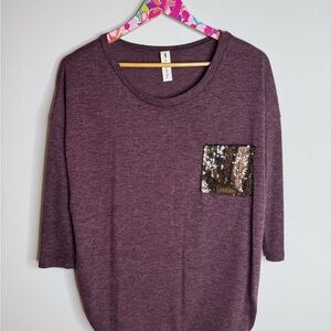 Vanilla Bay | Maroon/Purple Sequin Pocket Women's Top | Size Medium